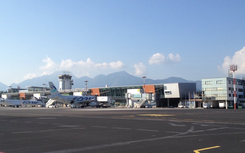 Ljubljana Airport with Julian Alps